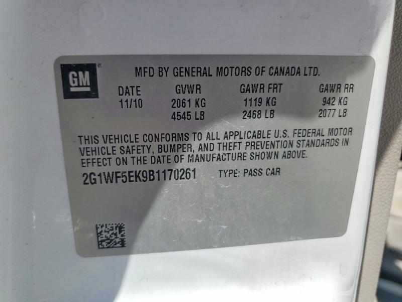 Aukcja sprzedaży 2011 Chevrolet Impala, vin: 2G1WF5EK9B1170261, numer aukcji: 63388016