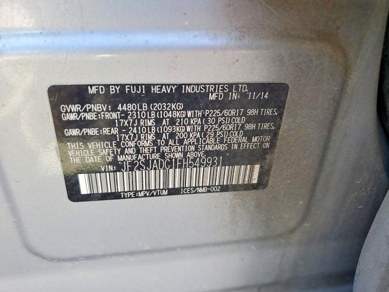 Продажа на аукционе авто 2015 Subaru Forester, vin: JF2SJADC1FH549931, номер лота: 66651286