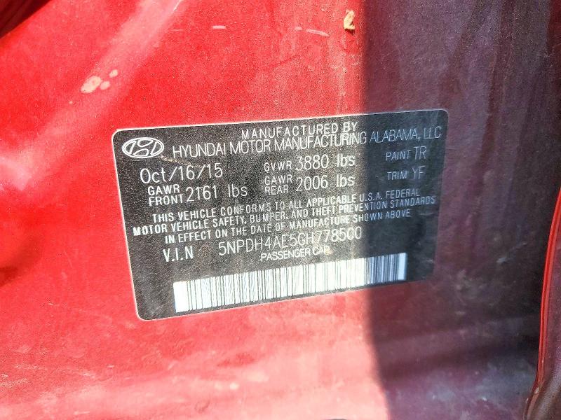 2016 Hyundai Elantra მანქანა იყიდება აუქციონზე, vin: 5NPDH4AE5GH778500, აუქციონის ნომერი: 64294756