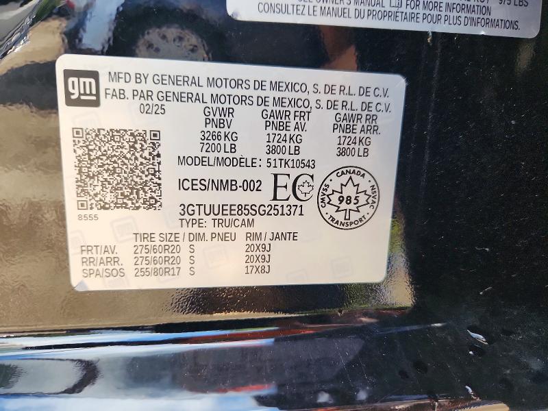Продаж на аукціоні авто 2025 Gmc Sierra, vin: 3GTUUEE85SG251371, номер лоту: 65121536