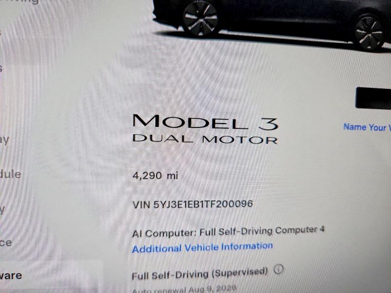 Aukcja sprzedaży 2026 Tesla Model 3, vin: 5YJ3E1EB1TF200096, numer aukcji: 63893516