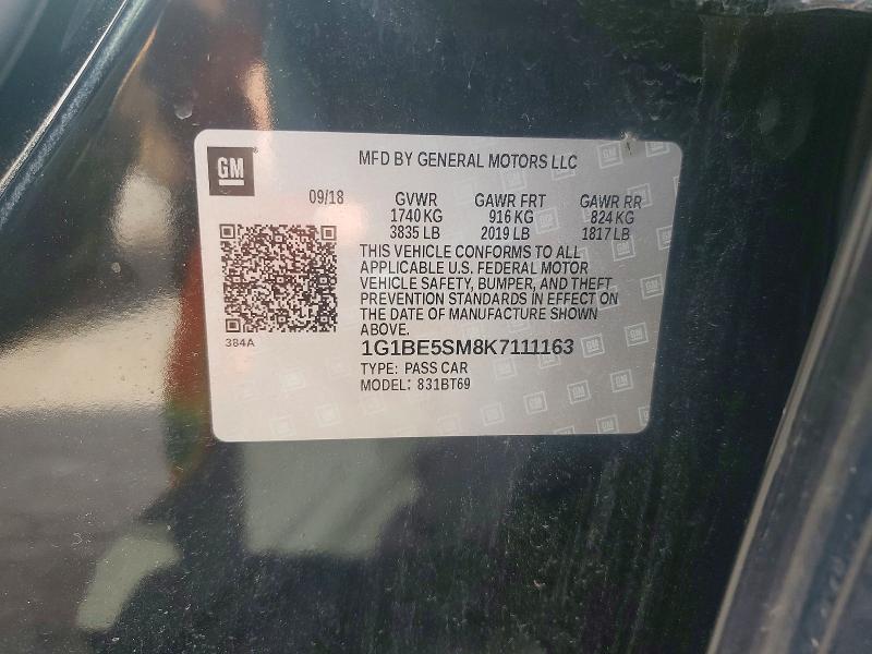 65862876 :رقم المزاد ، 1G1BE5SM8K7111163 vin ، 2019 Chevrolet Cruze مزاد بيع