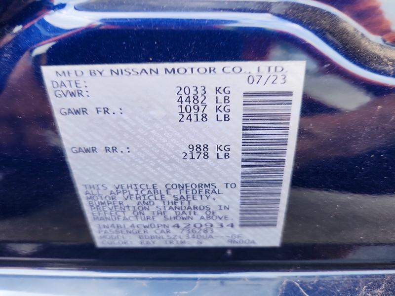 Продажа на аукционе авто 2023 Nissan Altima, vin: 1N4BL4CW0PN420934, номер лота: 63891496