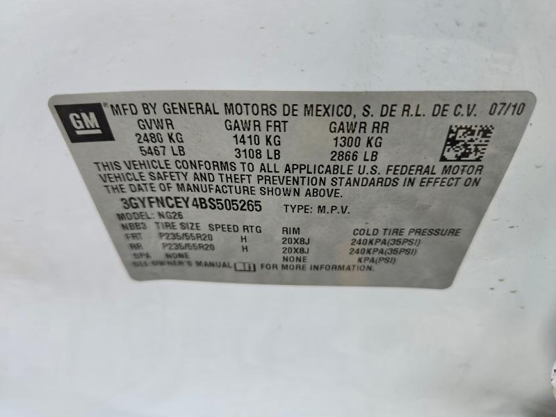 Продаж на аукціоні авто 2011 Cadillac Srx, vin: 3GYFNCEY4BS505265, номер лоту: 64421186