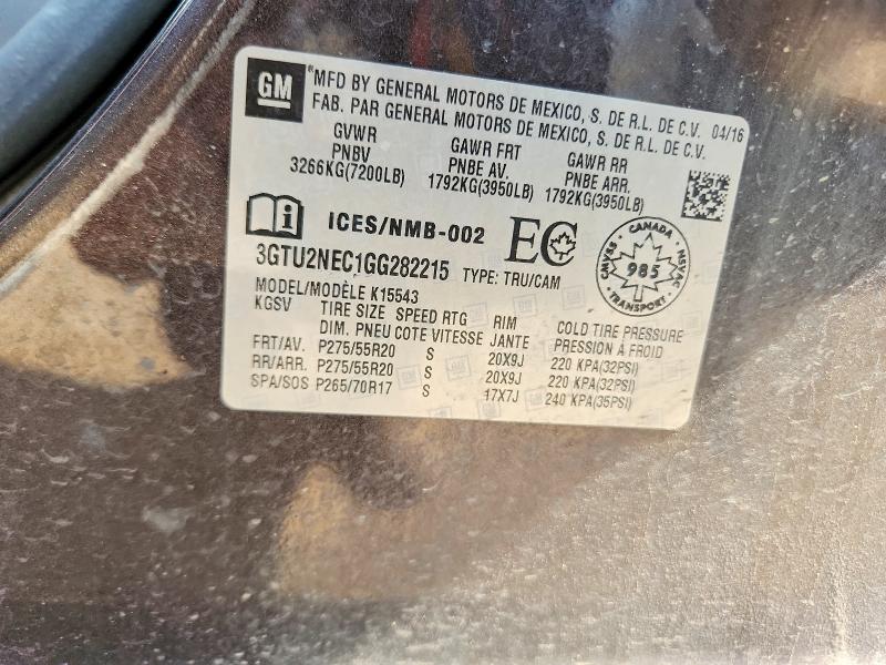 Продаж на аукціоні авто 2016 Gmc Sierra, vin: 3GTU2NEC1GG282215, номер лоту: 66106806