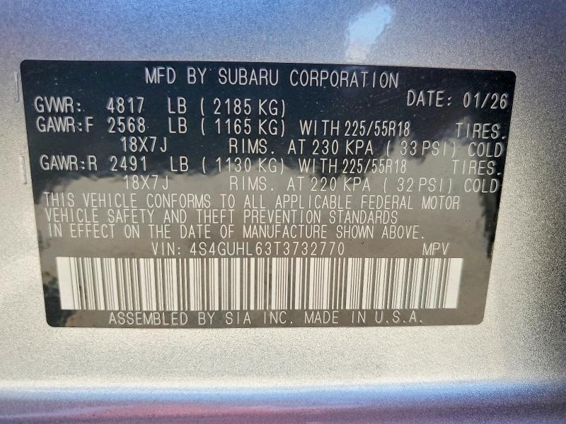 64446116 :رقم المزاد ، 4S4GUHL63T3732770 vin ، 2026 Subaru Crosstrek مزاد بيع