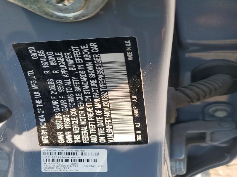 Продажа на аукционе авто 2021 Honda Civic, vin: SHHFK7H40MU201892, номер лота: 64358756
