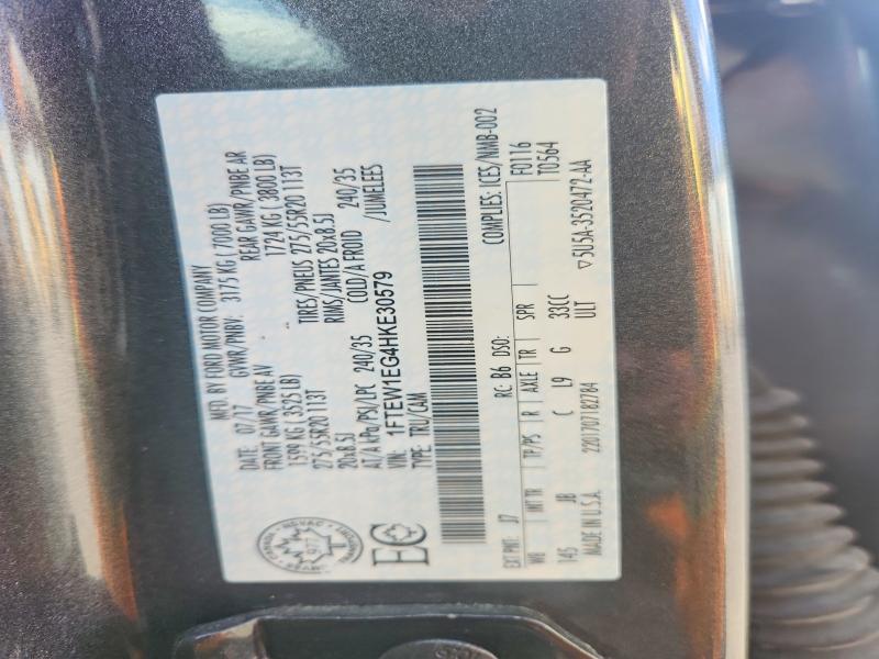 2017 Ford F150 მანქანა იყიდება აუქციონზე, vin: 1FTEW1EG4HKE30579, აუქციონის ნომერი: 66224396
