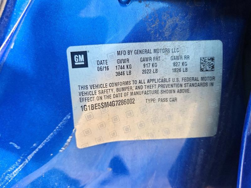 66530126 :رقم المزاد ، 1G1BE5SM4G7286002 vin ، 2016 Chevrolet Cruze مزاد بيع