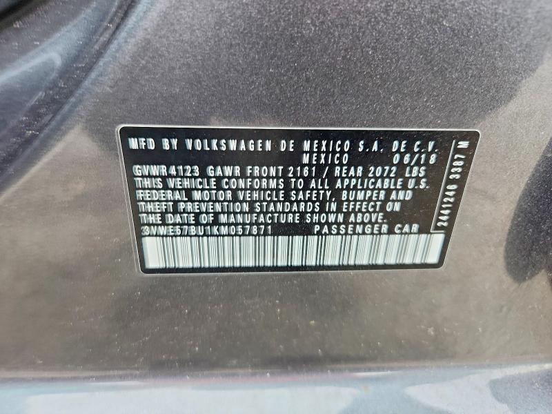 Продажа на аукционе авто 2019 Volkswagen Jetta, vin: 3VWE57BU1KM057871, номер лота: 65620986