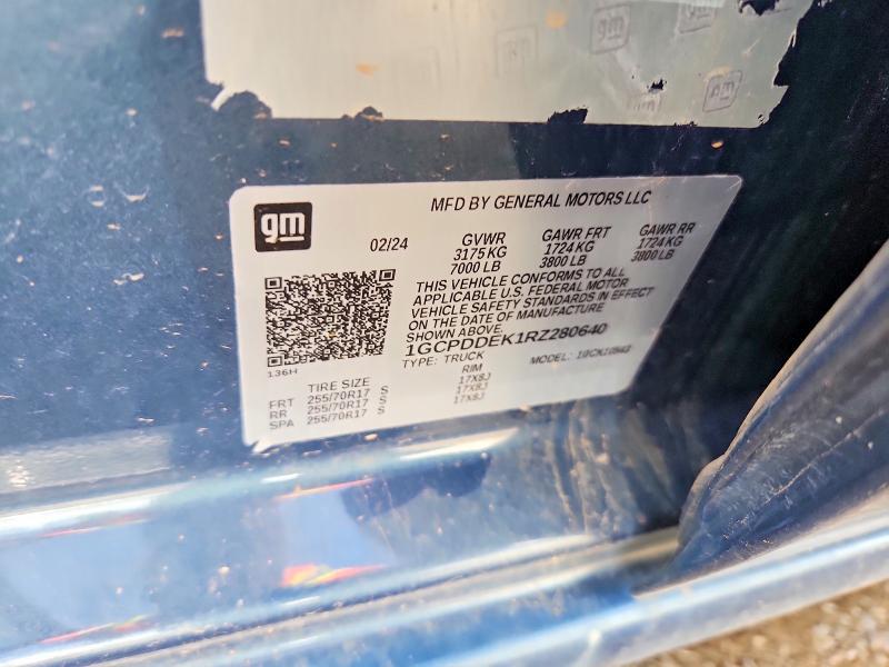Aukcja sprzedaży 2024 Chevrolet Silverado, vin: 1GCPDDEK1RZ280640, numer aukcji: 63705866