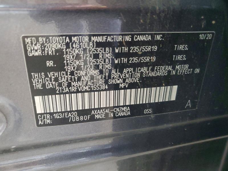 Aukcja sprzedaży 2021 Toyota Rav4, vin: 2T3A1RFV0MC155384, numer aukcji: 64795176