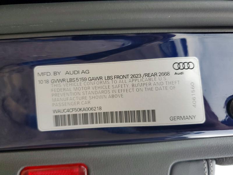 Продажа на аукционе авто 2019 Audi S5, vin: WAUC4CF50KA006218, номер лота: 63605806
