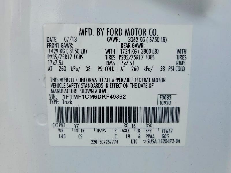 Продажа на аукционе авто 2013 Ford F150, vin: 1FTMF1CM6DKF49362, номер лота: 64437286