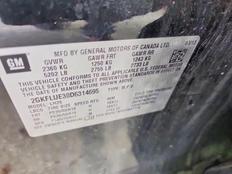 Aukcja sprzedaży 2013 Gmc Terrain, vin: 2GKFLUE30D6314695, numer aukcji: 64807786