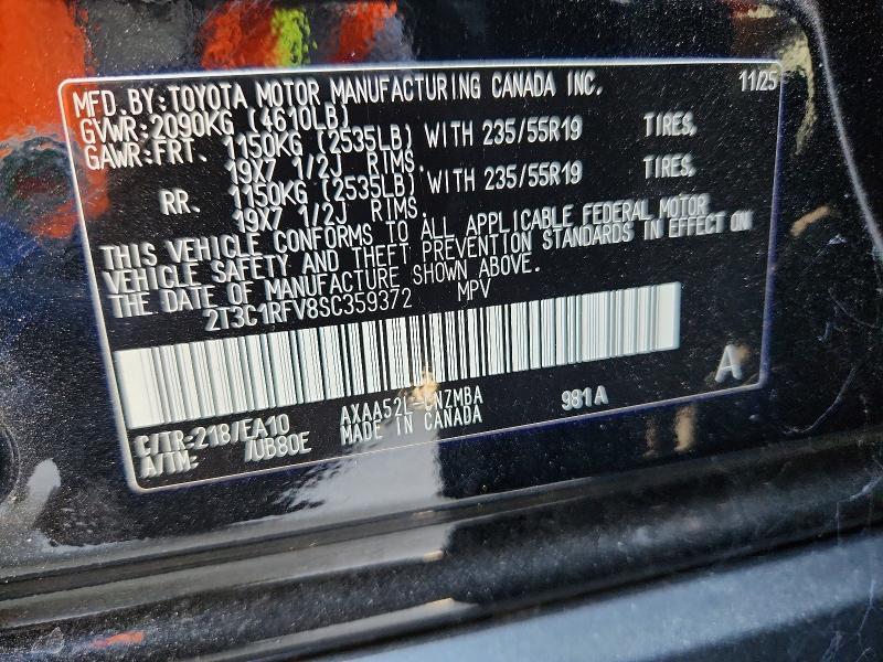 Aukcja sprzedaży 2025 Toyota Rav4, vin: 2T3C1RFV8SC359372, numer aukcji: 66382516
