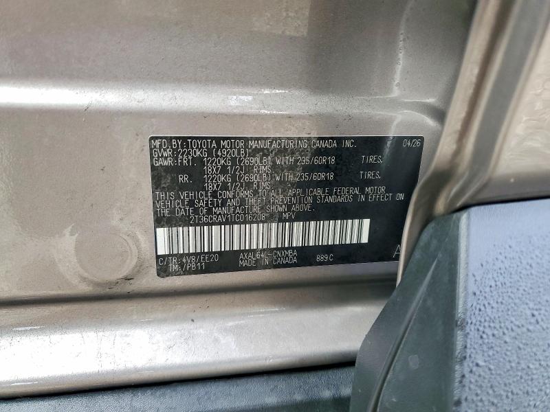 2026 Toyota Rav4 მანქანა იყიდება აუქციონზე, vin: 2T36CRAV1TC016208, აუქციონის ნომერი: 66191926
