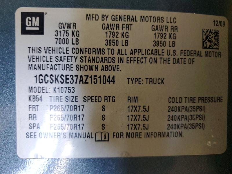 64565826 :رقم المزاد ، 1GCSKSE37AZ151044 vin ، 2010 Chevrolet Silverado مزاد بيع