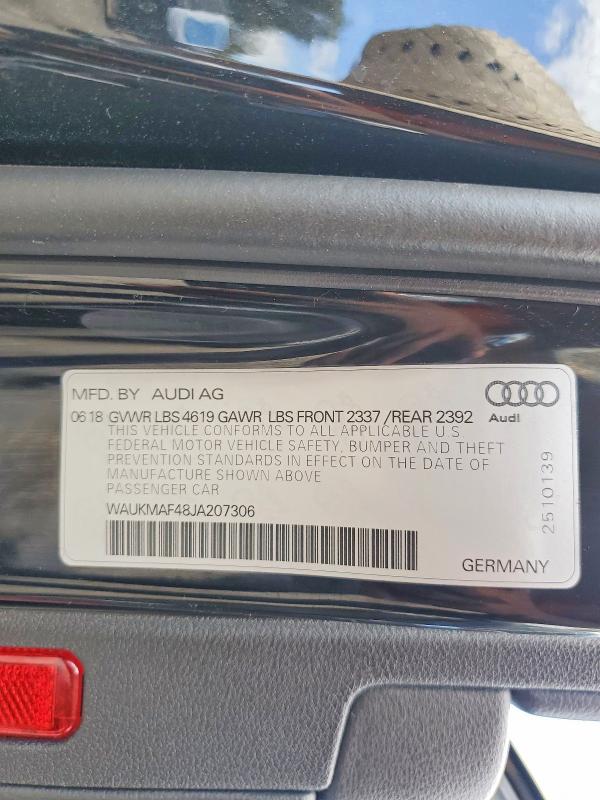 64460016 :رقم المزاد ، WAUKMAF48JA207306 vin ، 2018 Audi A4 مزاد بيع