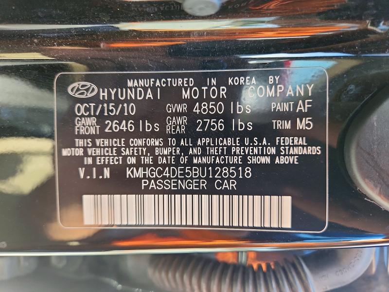 Aukcja sprzedaży 2011 Hyundai Genesis, vin: KMHGC4DE5BU128518, numer aukcji: 63343526