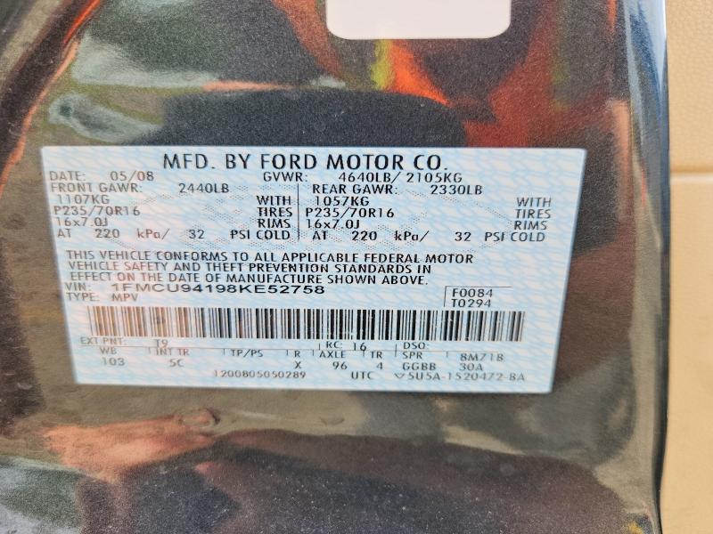 Продаж на аукціоні авто 2008 Ford Escape, vin: 1FMCU94198KE52758, номер лоту: 63608166