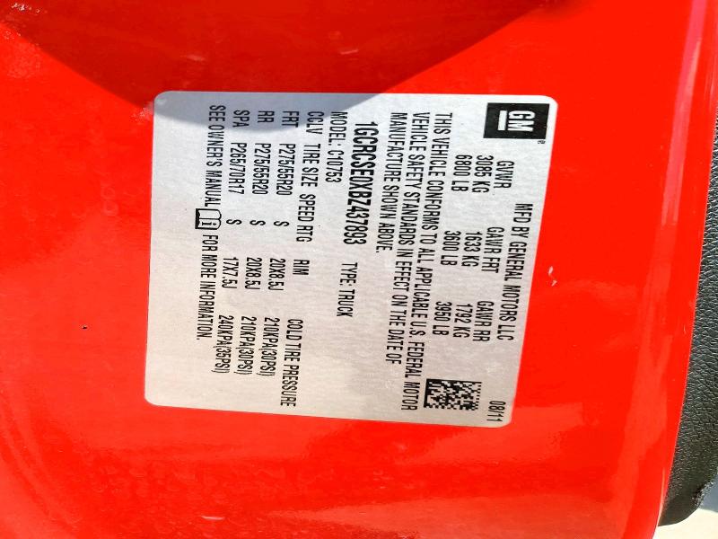 2011 Chevrolet Silverado მანქანა იყიდება აუქციონზე, vin: 1GCRCSE0XBZ437893, აუქციონის ნომერი: 66129266