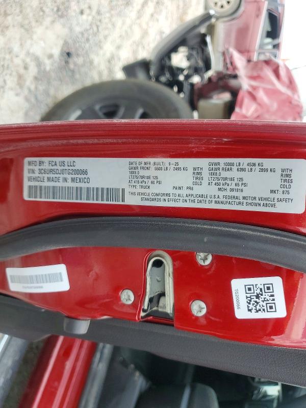 Продаж на аукціоні авто 2026 Ram 2500, vin: 3C6UR5DJ0TG200066, номер лоту: 61885336