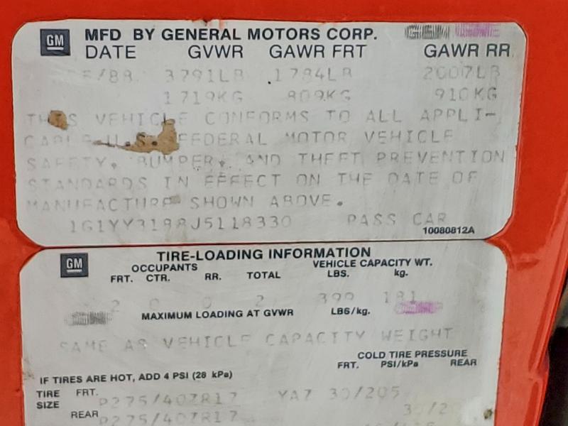 Продаж на аукціоні авто 1988 Chevrolet Corvette, vin: 1G1YY3188J5118330, номер лоту: 63023696