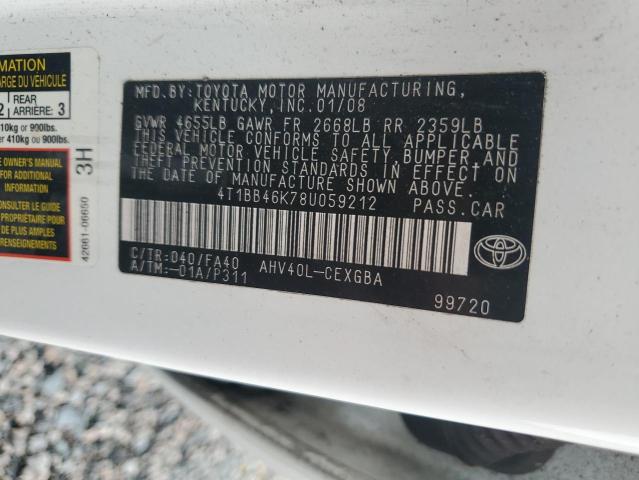 Продаж на аукціоні авто 2008 Toyota Camry, vin: 4T1BB46K78U059212, номер лоту: 53618636