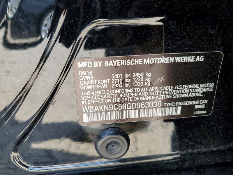 Aukcja sprzedaży 2016 Bmw 550, vin: WBAKN9C58GD963038, numer aukcji: 63679246