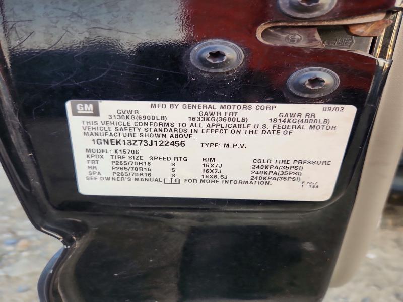 2003 Chevrolet Tahoe მანქანა იყიდება აუქციონზე, vin: 1GNEK13Z73J122456, აუქციონის ნომერი: 64712446