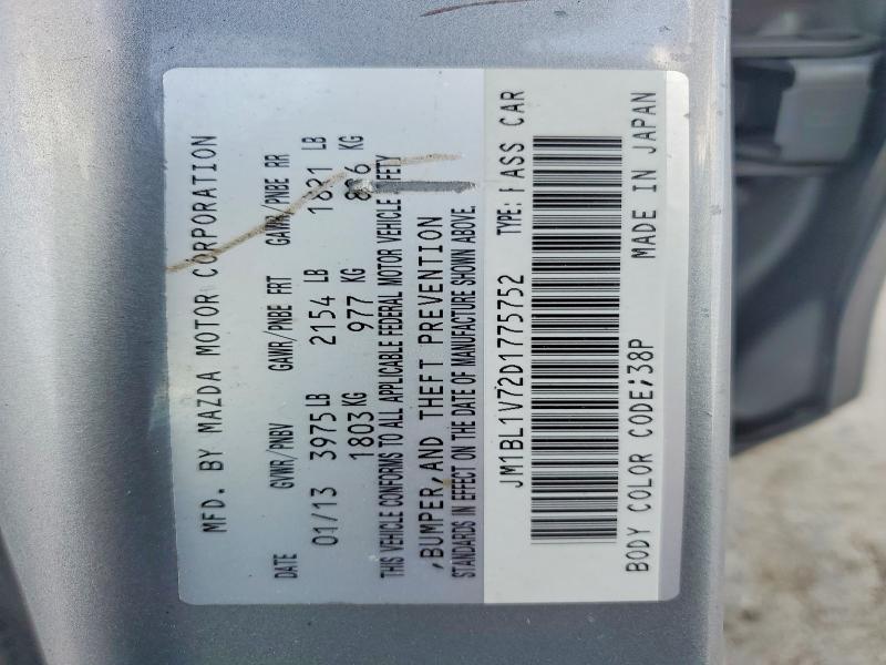 Aukcja sprzedaży 2013 Mazda 3, vin: JM1BL1V72D1775752, numer aukcji: 64926196