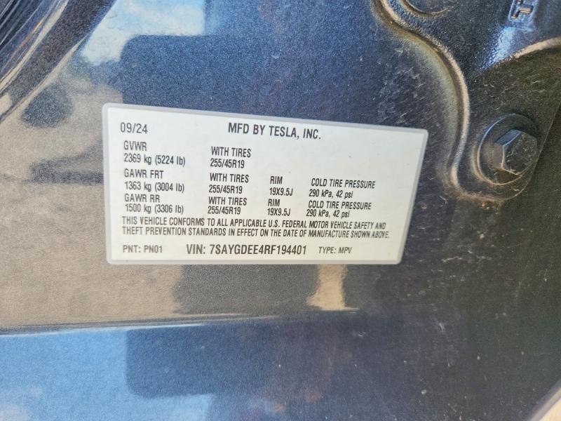 64400506 :رقم المزاد ، 7SAYGDEE4RF194401 vin ، 2024 Tesla Model Y مزاد بيع