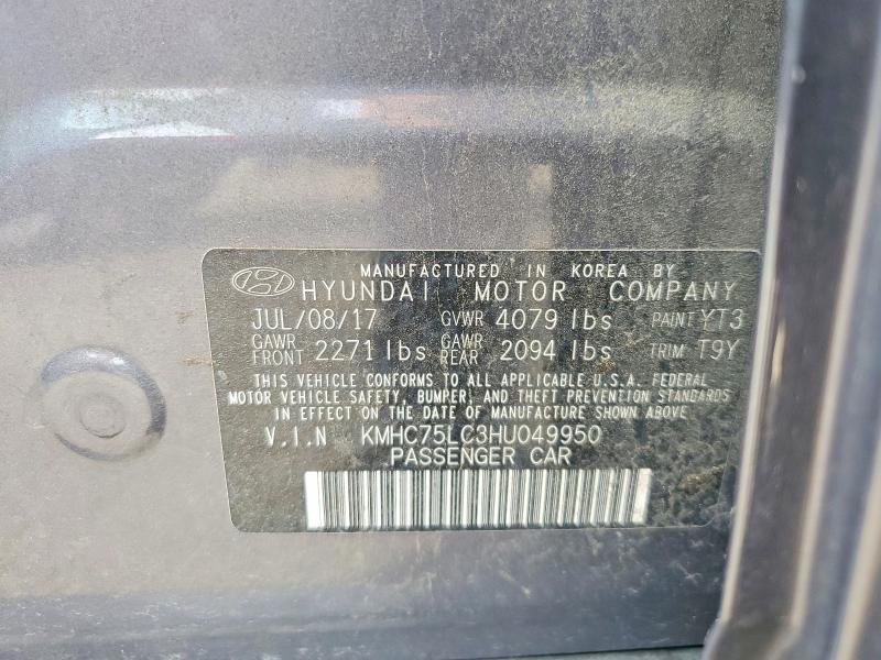 Auction sale of the 2017 Hyundai Ioniq, vin: KMHC75LC3HU049950, lot number: 67292816