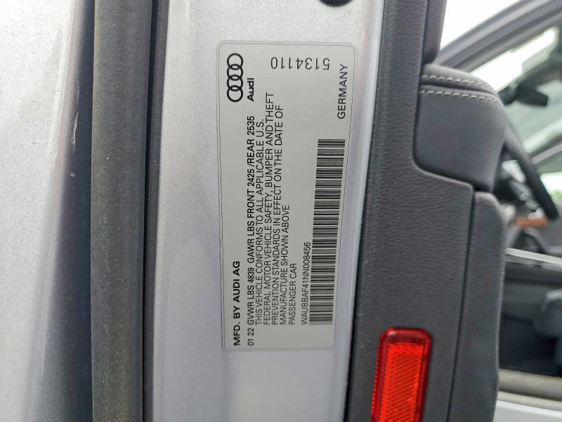 65710716 :رقم المزاد ، WAUBBAF41NN008456 vin ، 2022 Audi A4 مزاد بيع