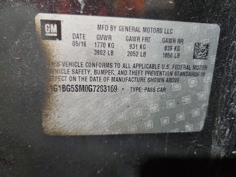 66126916 :رقم المزاد ، 1G1BG5SM0G7283169 vin ، 2016 Chevrolet Cruze مزاد بيع