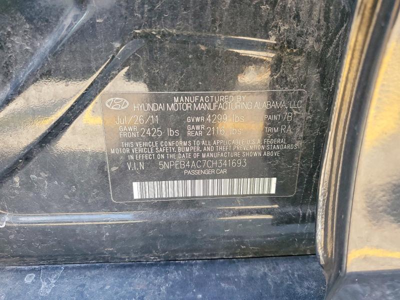 66399376 :رقم المزاد ، 5NPEB4AC7CH341693 vin ، 2012 Hyundai Sonata مزاد بيع