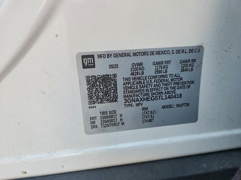 66773846 :رقم المزاد ، 3GNAXHEG5TL140418 vin ، 2026 Chevrolet Equinox مزاد بيع
