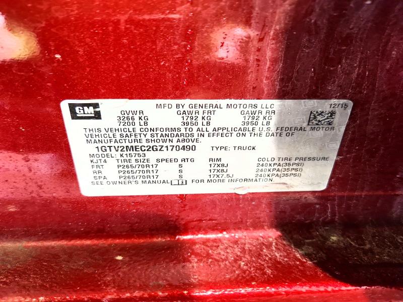 Продаж на аукціоні авто 2016 Gmc Sierra, vin: 1GTV2MEC2GZ170490, номер лоту: 64771116