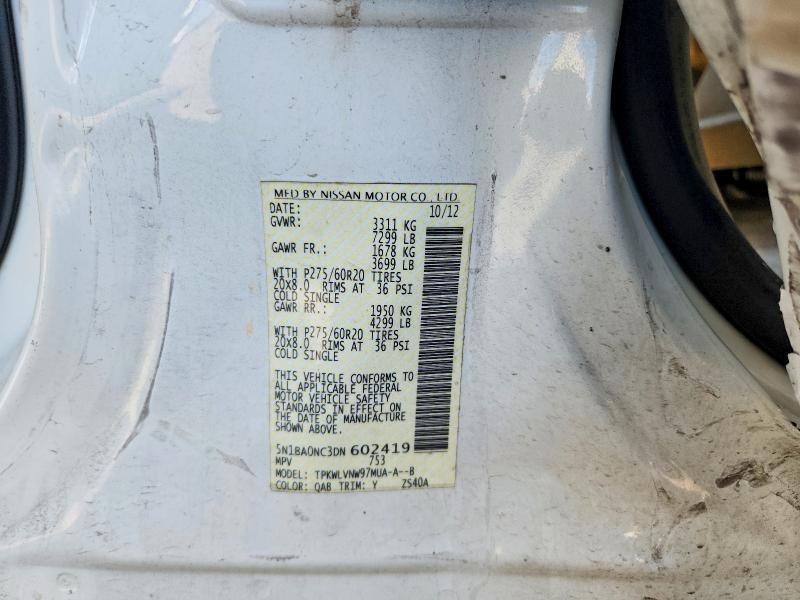 66574876 :رقم المزاد ، 5N1BA0NC3DN602419 vin ، 2013 Nissan Armada مزاد بيع