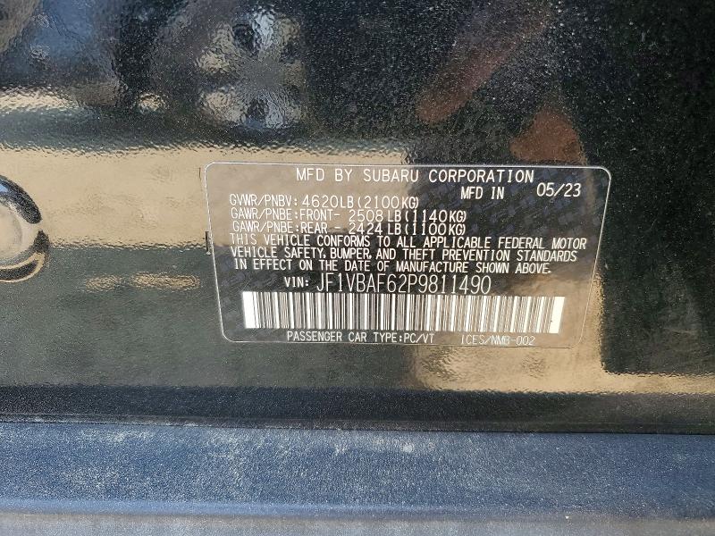 Продажа на аукционе авто 2023 Subaru Wrx, vin: JF1VBAF62P9811490, номер лота: 66266466