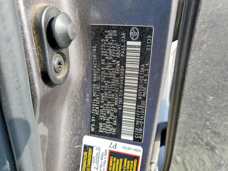 2015 Toyota Camry მანქანა იყიდება აუქციონზე, vin: 4T1BF1FK1FU483694, აუქციონის ნომერი: 67015106