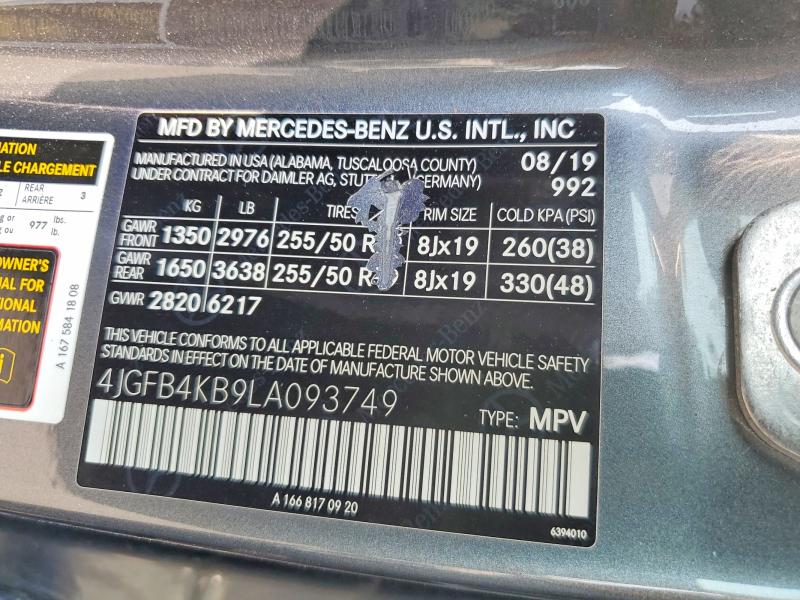 Продажа на аукционе авто 2020 Mercedes-benz Gle, vin: 4JGFB4KB9LA093749, номер лота: 65042646