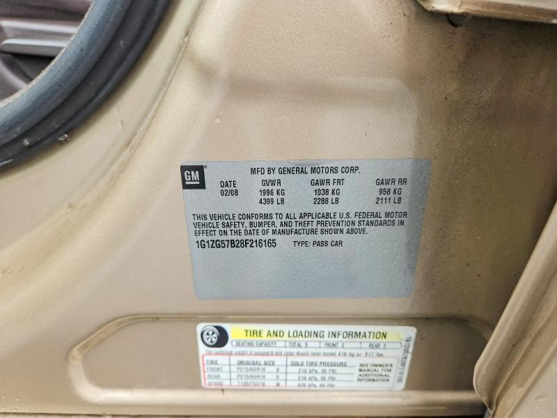 2008 Chevrolet Malibu მანქანა იყიდება აუქციონზე, vin: 1G1ZG57B28F216165, აუქციონის ნომერი: 63451096