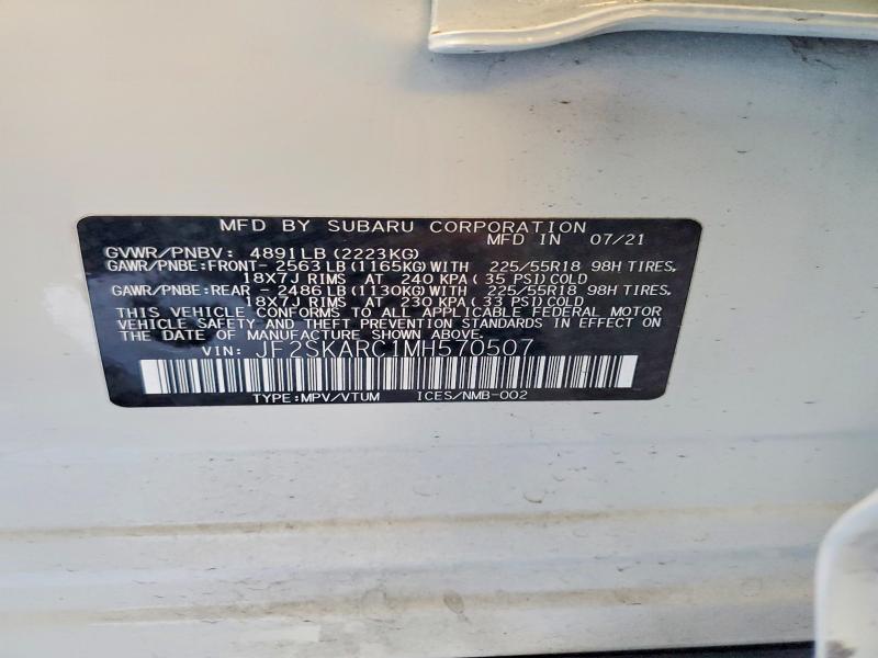 Продажа на аукционе авто 2021 Subaru Forester, vin: JF2SKARC1MH570507, номер лота: 64338016
