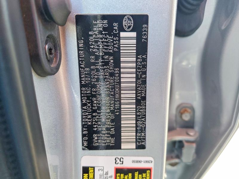 Продаж на аукціоні авто 2019 Toyota Camry, vin: 4T1B61HK0KU700496, номер лоту: 64775656
