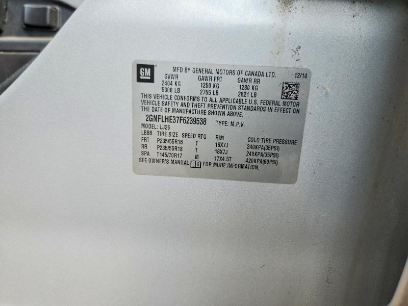 63857456 :رقم المزاد ، 2GNFLHE37F6239538 vin ، 2015 Chevrolet Equinox مزاد بيع