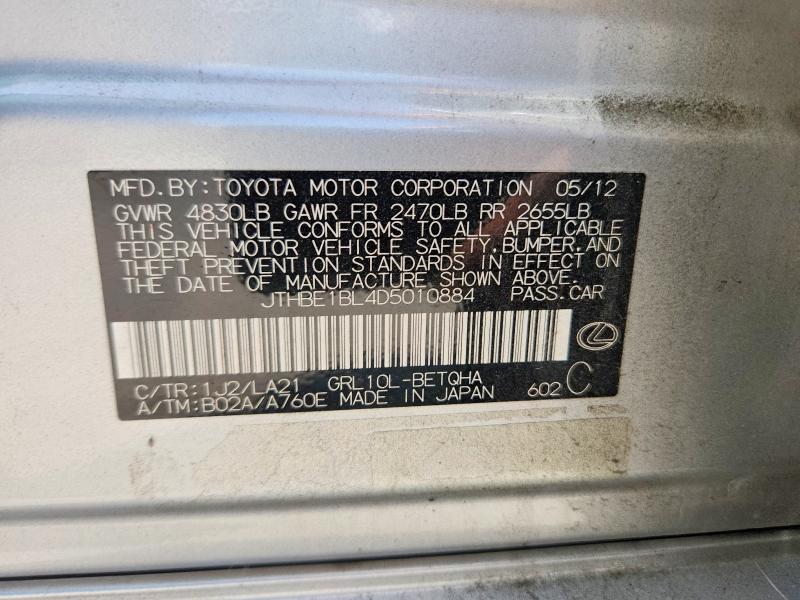 Aukcja sprzedaży 2013 Lexus Gs, vin: JTHBE1BL4D5010884, numer aukcji: 64909676