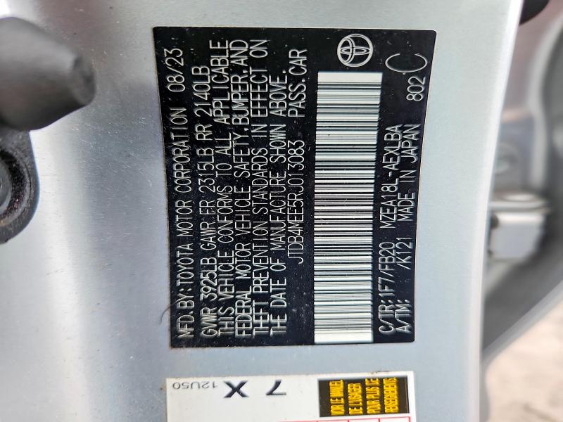 Aukcja sprzedaży 2024 Toyota Corolla, vin: JTDB4MEE5RJ013083, numer aukcji: 66039466