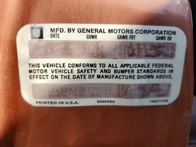 64495176 :رقم المزاد ، 1G1AW35K0CB173517 vin ، 1982 Chevrolet Malibu مزاد بيع